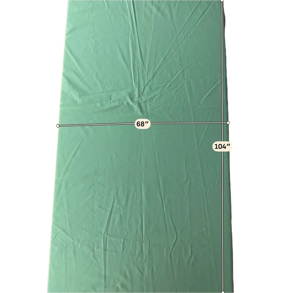 Homemade 70s Tablecloth Rectangular 68x104 Sage Green Lace Trim‎ Vintage